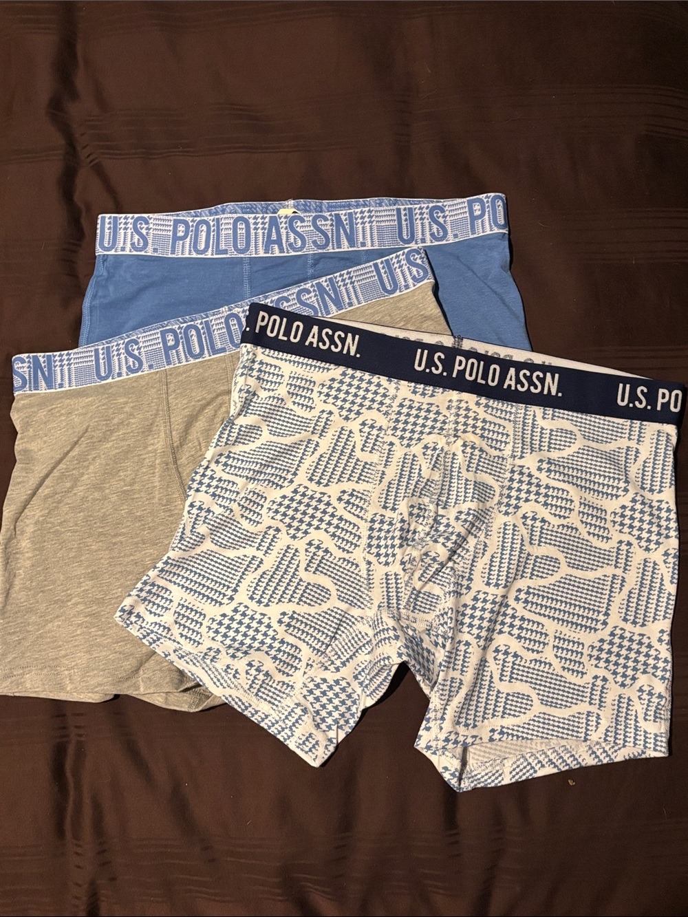 U.S. Polo Assn. Men's Blue, Gray and White Boxer Brief 3-Pack